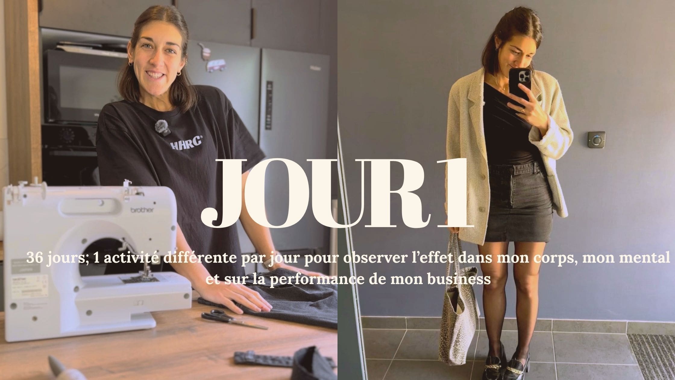 Guadalupe en train de faire de la couture et Guadalupe qui porte la pièce une fois l'objectif atteint! montrant la performance de sa capacité d'adaptation.